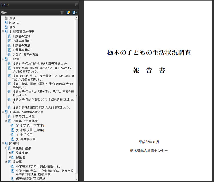 栃木の子どもの生活状況調査　報告書