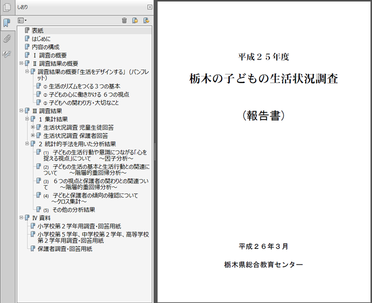 栃木の子どもの生活状況調査　報告書