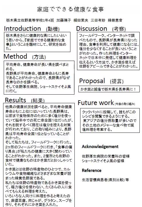 4班.家庭でできる健康な食事　レポート