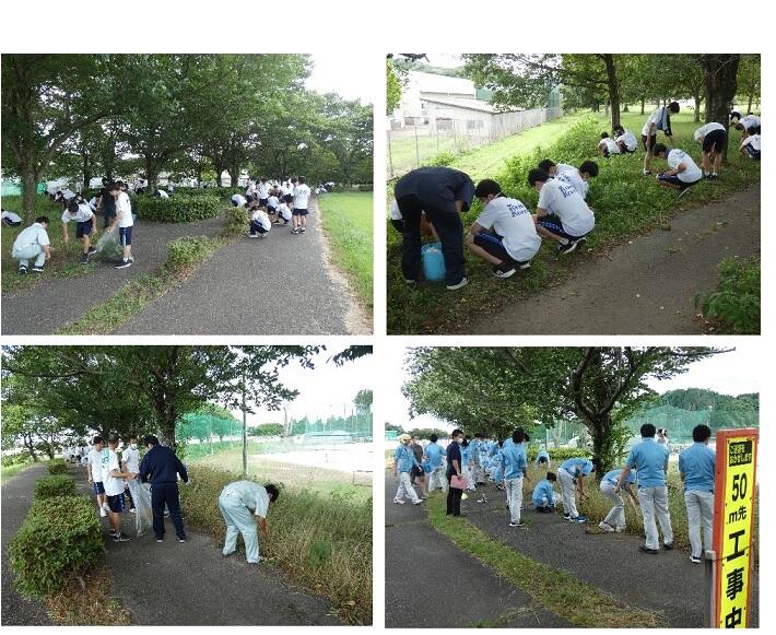 1年生による永野川除草作業